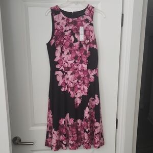 White House Black Market Pink Floral Midi Dress